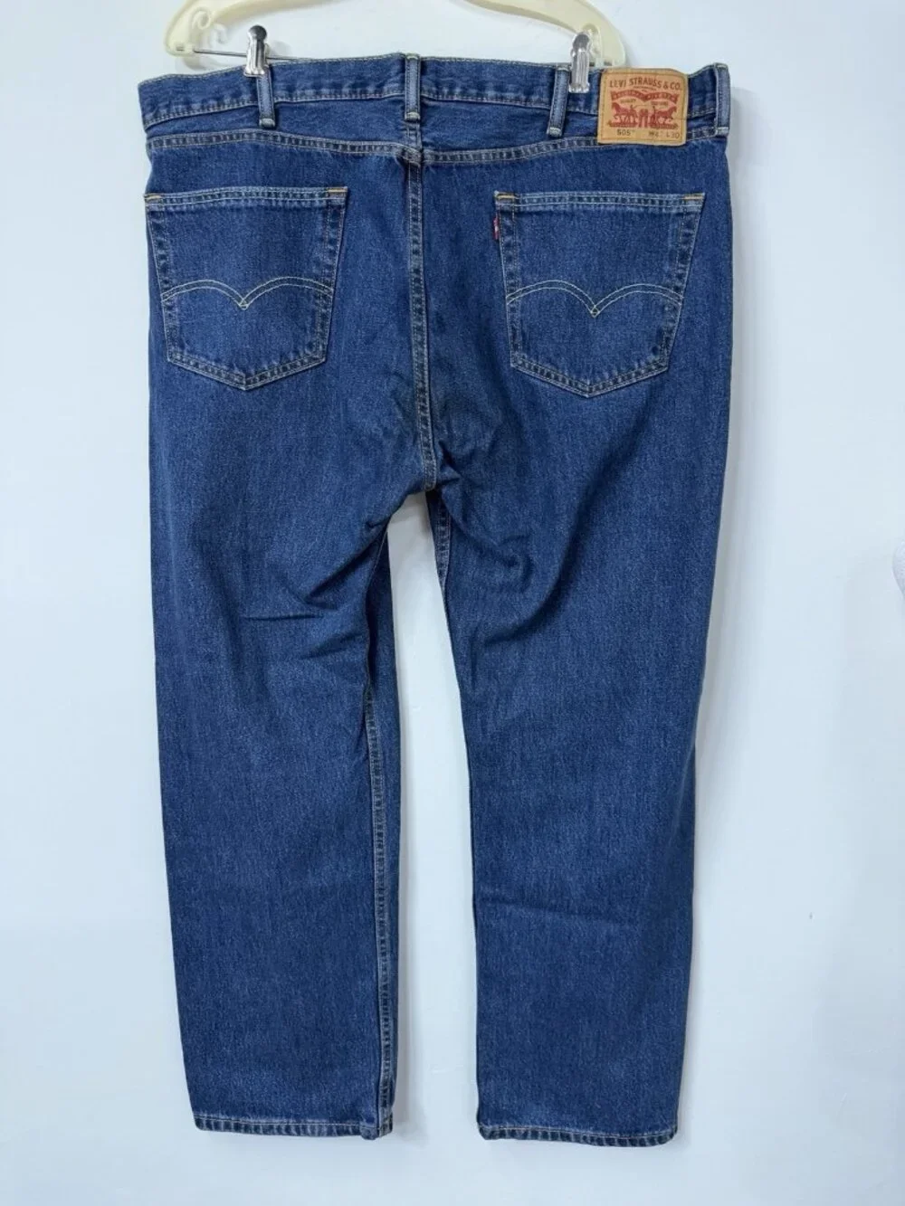 Levi's 505 Jeans Mens 42x30 Blue Dark Wash Straight Denim Classic‎ Zip Fly